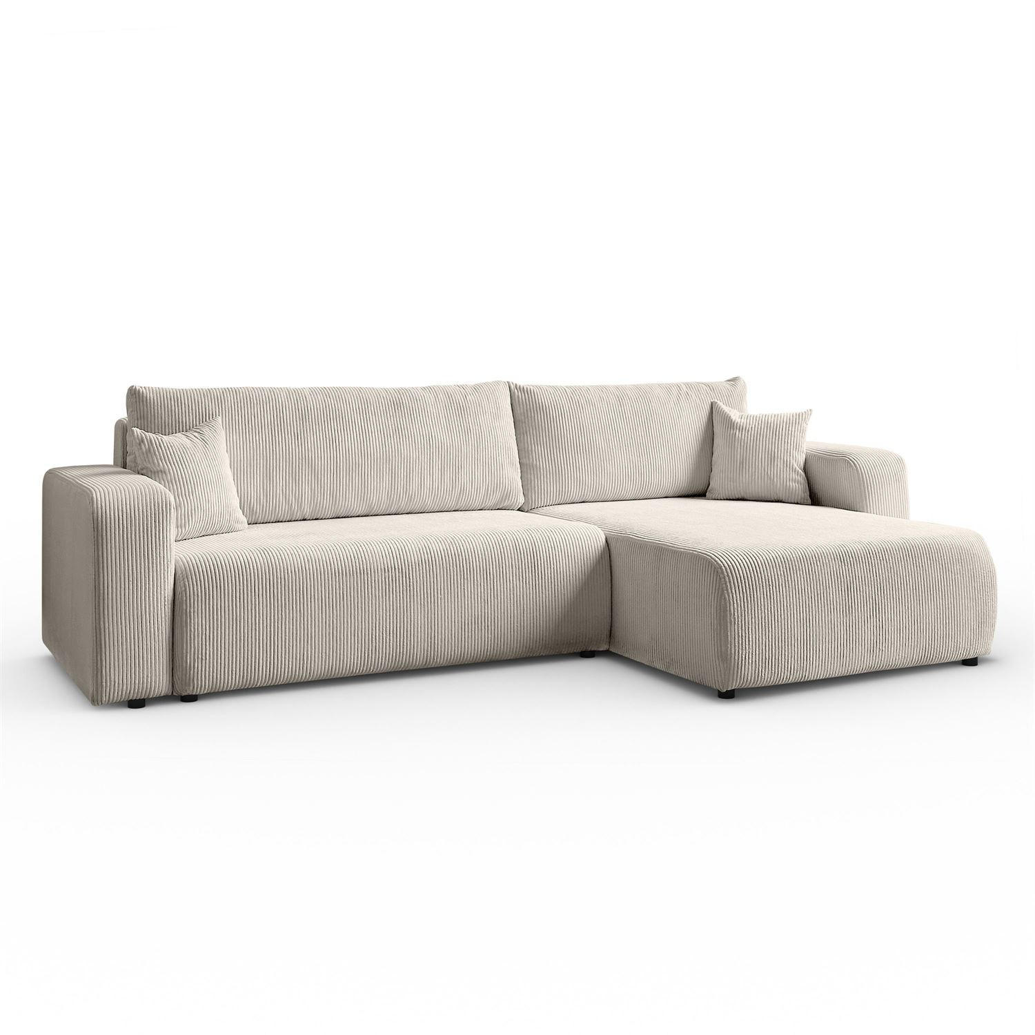 ECKSOFA Gepolstertes PRESTIGE XL mit Schlaffunktion und Bettkasten, Poso 100 - Ecru, Textil (277/143cm) - Lookway