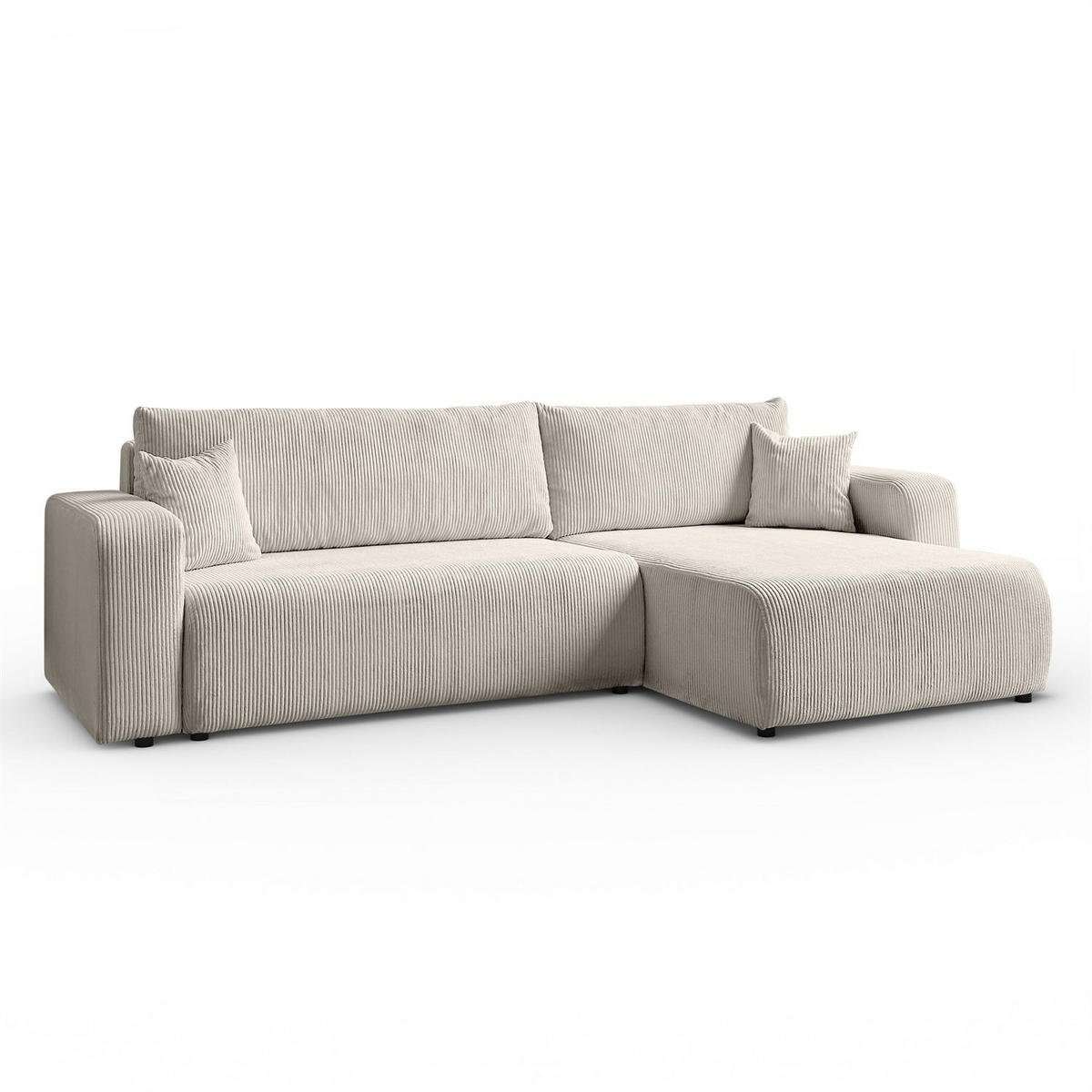 ECKSOFA Gepolstertes PRESTIGE XL mit Schlaffunktion und Bettkasten, Poso 100 - Ecru, Textil (277/143cm) - Lookway