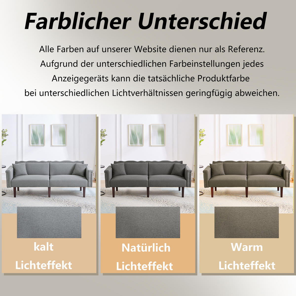 SOFABETT 2-Sitzer Baumwoll-Leinen mit verstellbaren Rückenlehnen und 2 Kissen Antik-Grau 176/72/72 cm - Grau, Kunststoff (72/176/72cm) - Redom