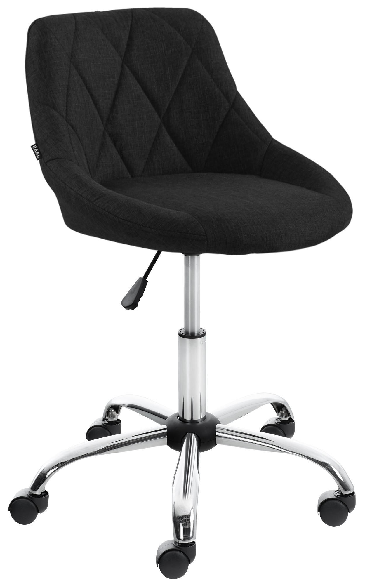 ARBEITSHOCKER Lazius Stoff schwarz - Schwarz, Metall (47/82/49cm) - TPFLiving