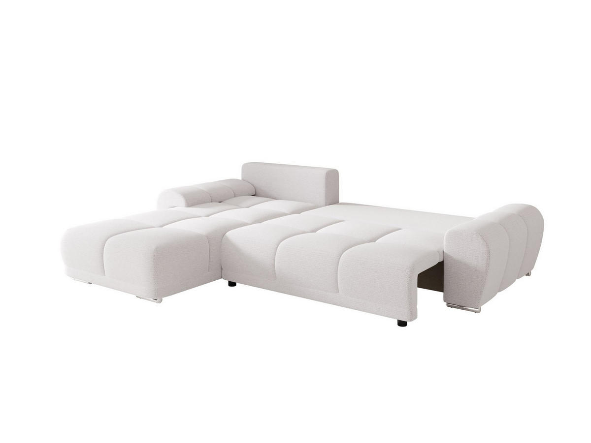 ECKSOFA BEGA L Links ARAGON 01 mit Schlaffunktion - Weiß, Textil (289/185cm) - Bedante