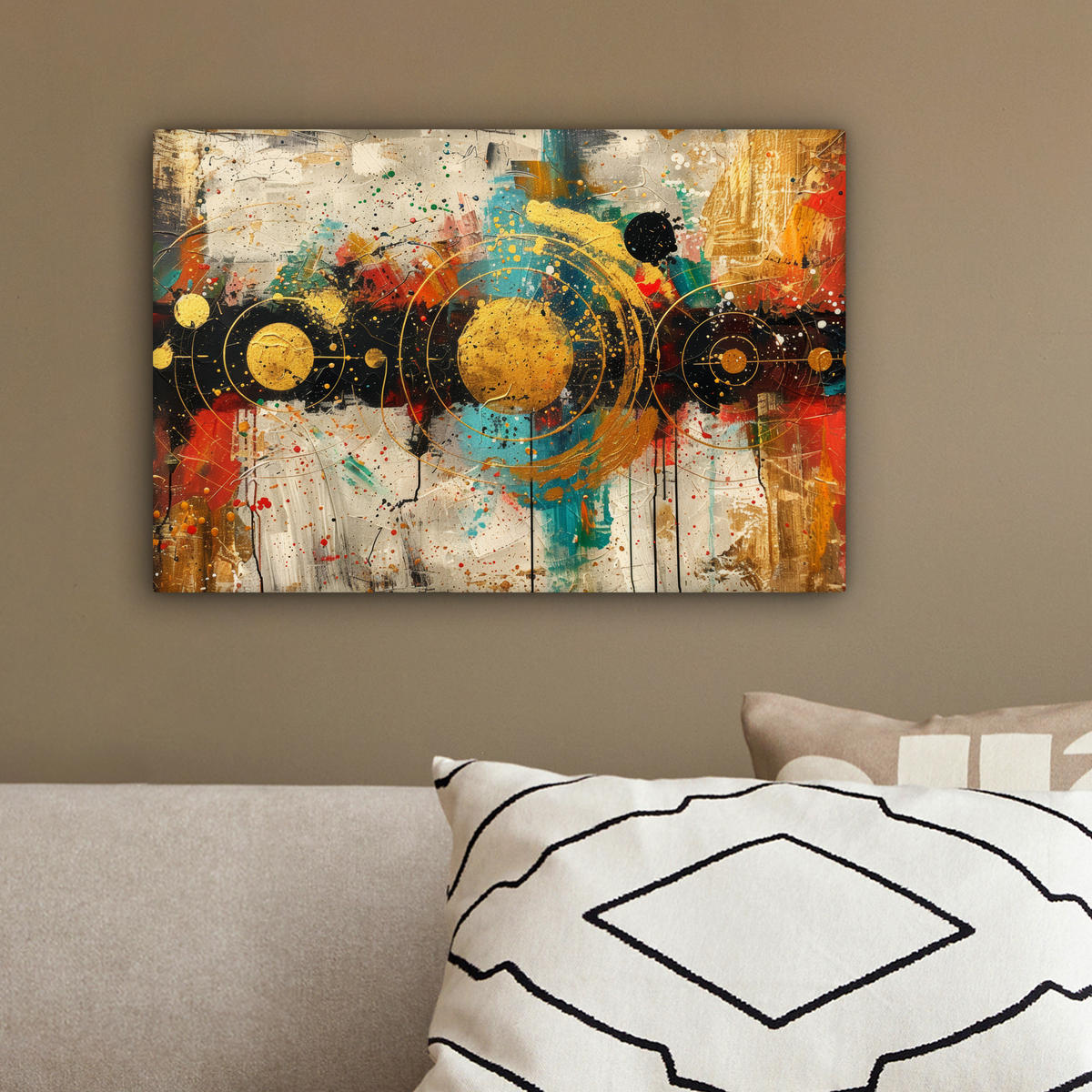 LEINWANDBILD - Abstrakt - Kunst - Gold - Modern - 30x20 - Deko XXL - Multicolor, Textil (30/20cm) - MuchoWow