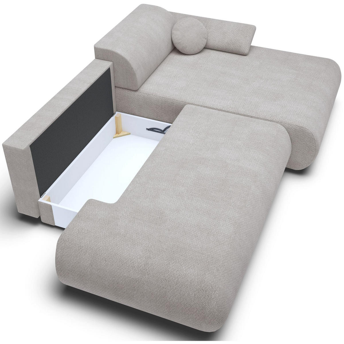ECKSOFA Armone Hellgrau Chenille - Hellgrau/Schwarz, Kunststoff/Textil (173.5/286cm) - Selsey