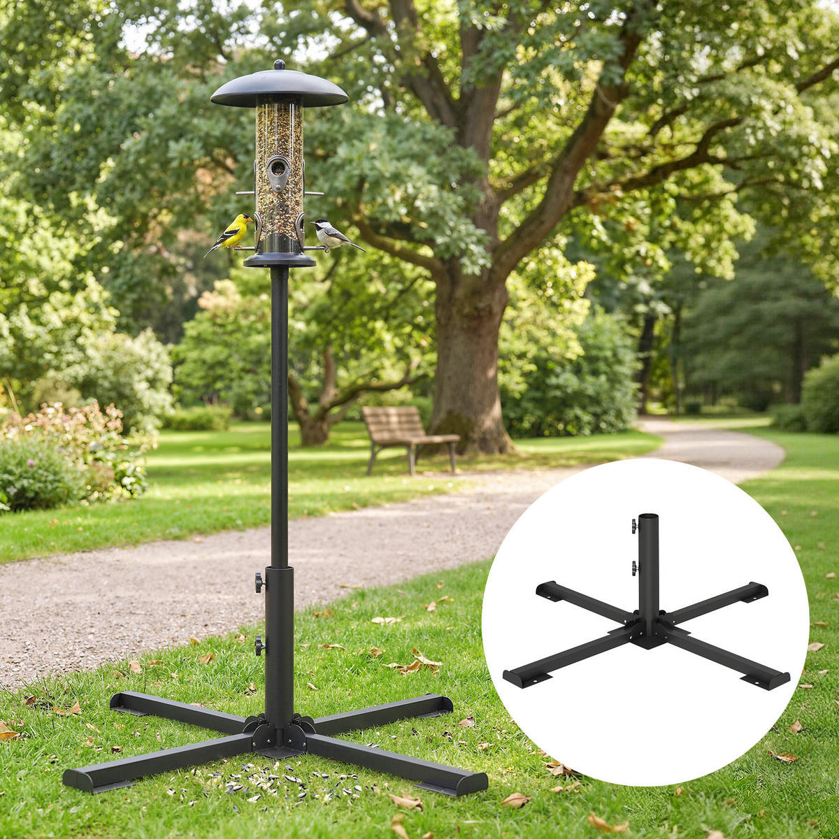 SONNENSCHIRMSTÄNDER Metall Dunkelgrau - Dunkelgrau, Metall (86/86cm) - Outsunny