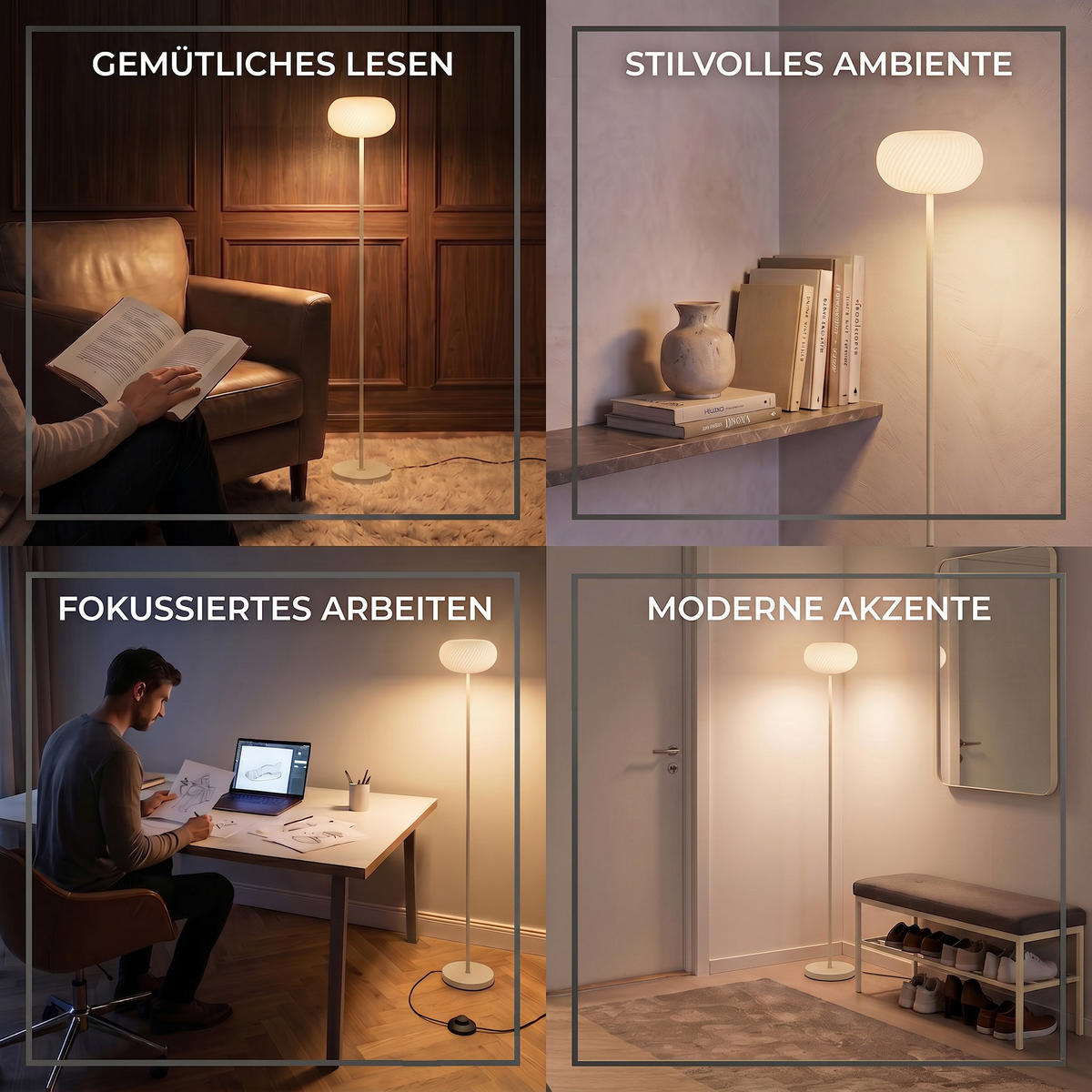 LED-DESIGN-STEHLEUCHTE stufenlos dimmbar Trittschalter 3000K 140cm hoch Metall Wolke Beige - Beige, Metall (15/15/140cm) - Elblight.de