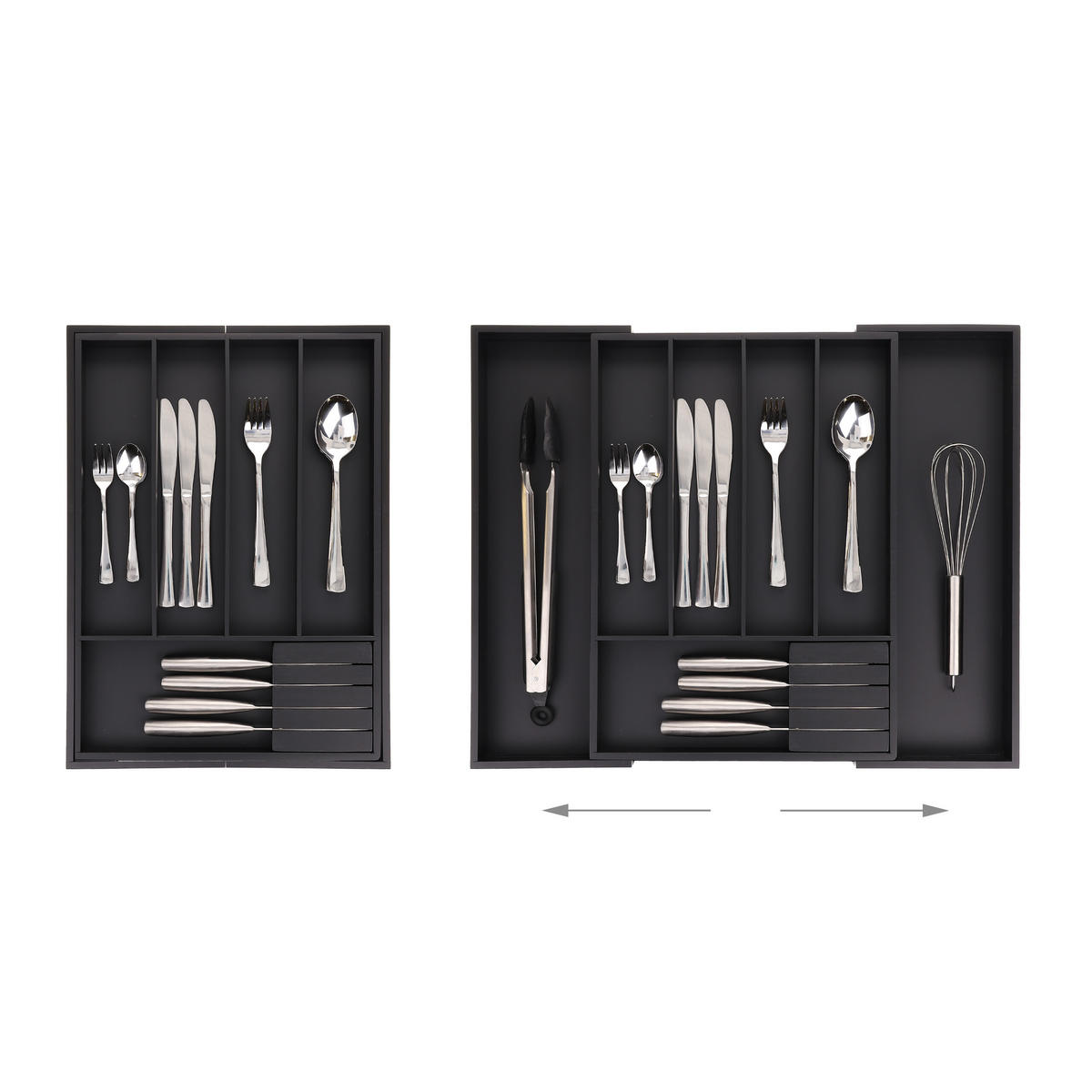 BESTECKKASTEN - Schwarz, Holz/Holzwerkstoff (32.5/5/44.5cm) - Relaxdays