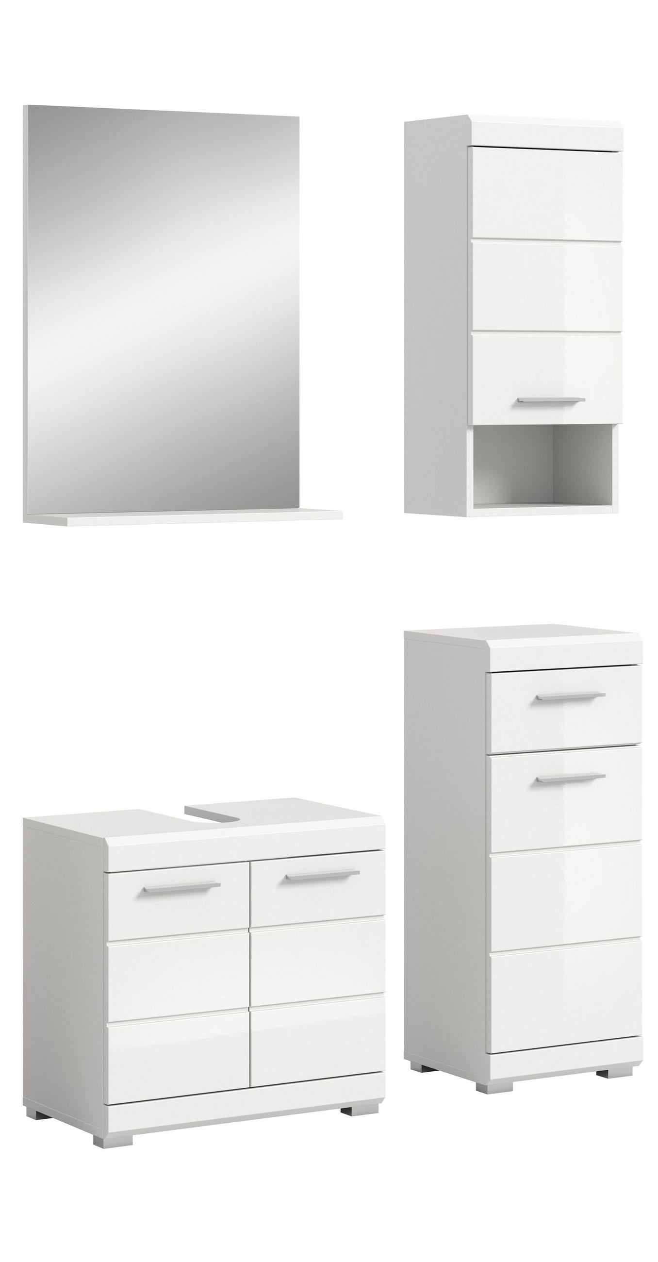 BADKOMBINATION 4tlg. Scout Bad in weiß Nachbildung und weiß hochglanz B/H/T: 112x191x34 cm - Weiß, Holz (112/191/34cm)