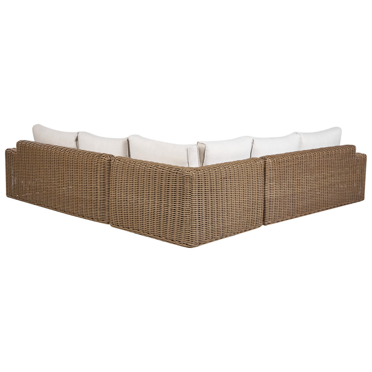 LOUNGE-SET 6-Sitzer PE Rattan Braun Palermo - Braun/Weiß, Kunststoff - Beliani