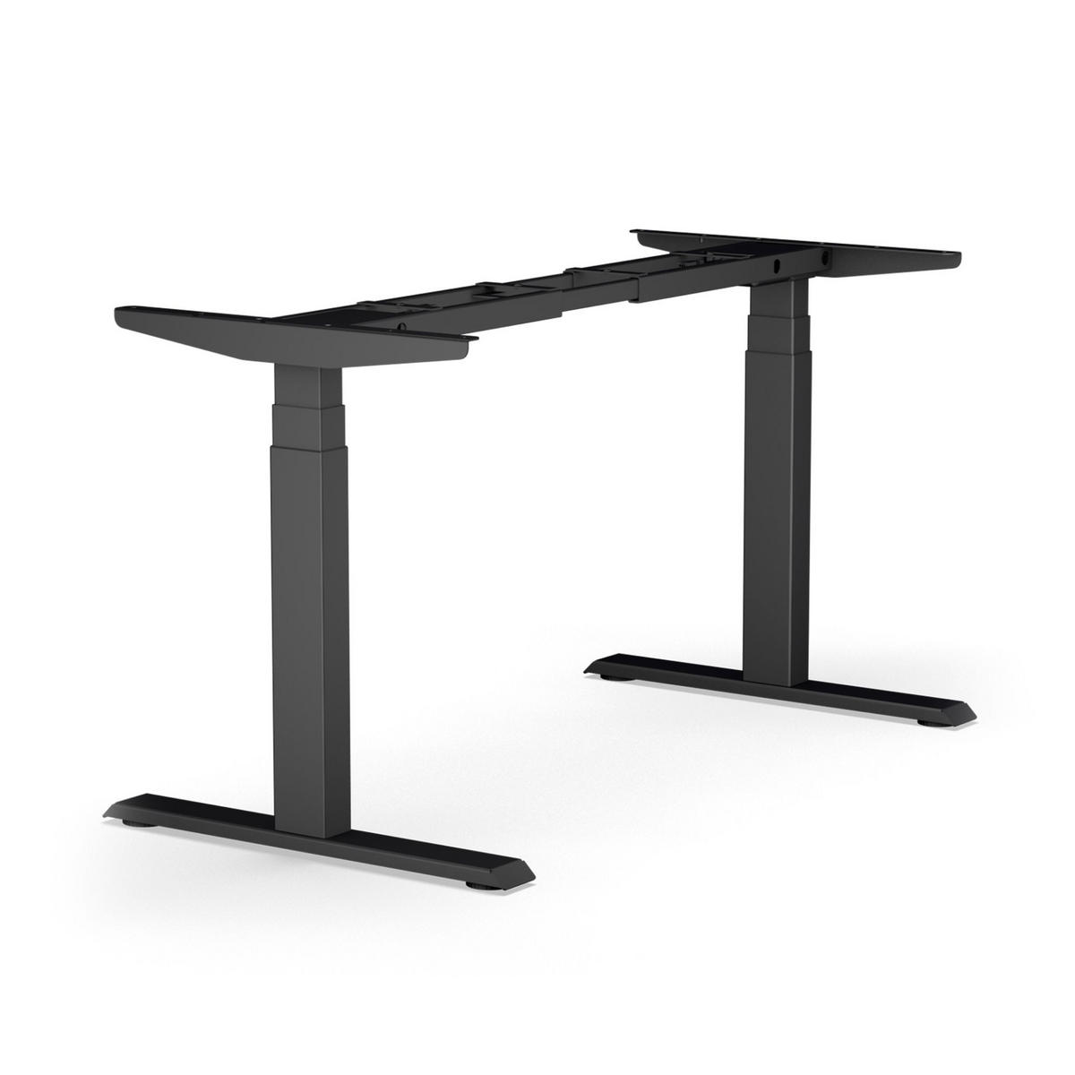 SCHREIBTISCH 150/80/65 - 130 cm elektrisch höhenverstellbar aus Kernbuche ergonomisch - Schwarz/Braun, Holz (80/150/65cm) - MeinMassivholz