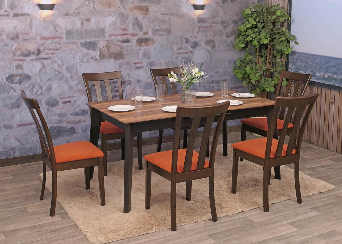 ESSZIMMERSTUHL Orange, Dunkelbraun 6er-Set - Dunkelbraun/Orange, Holz (42/96/58cm) - MCW