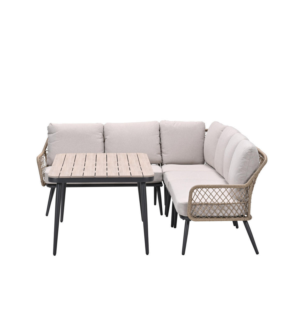 GARTENLOUNGESET Allasio 5-tlg., Premium Dining Set, Gartenmöbelset - Anthrazit, Metall - GARDEN IMPRESSIONS