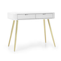 KONSOLENTISCH Weiß ZOJA Gefräst Mit Goldfarbenen Griffen - Weiß, Holzwerkstoff (49/49/80cm) - Sepro Meble
