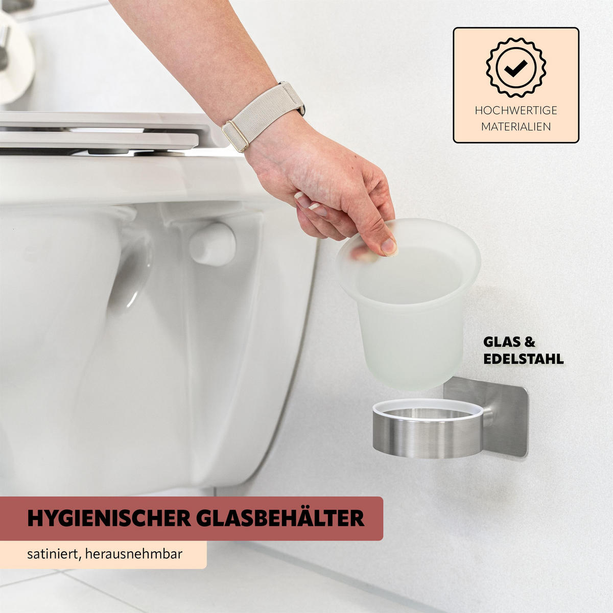 WC-GARNITUR PIAZZA TAPE, Edelstahl, matt - Edelstahlfarben, Metall (11/36/13.5cm) - bremermann