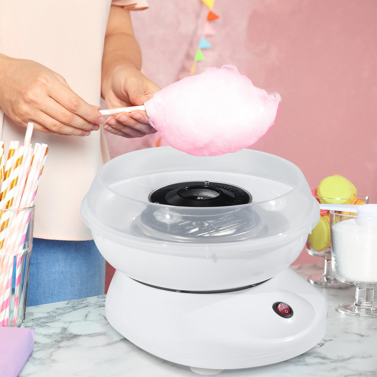 ZUCKERWATTEMASCHINE Weiß - Weiß, Kunststoff (26/18/27cm) - HOMCOM