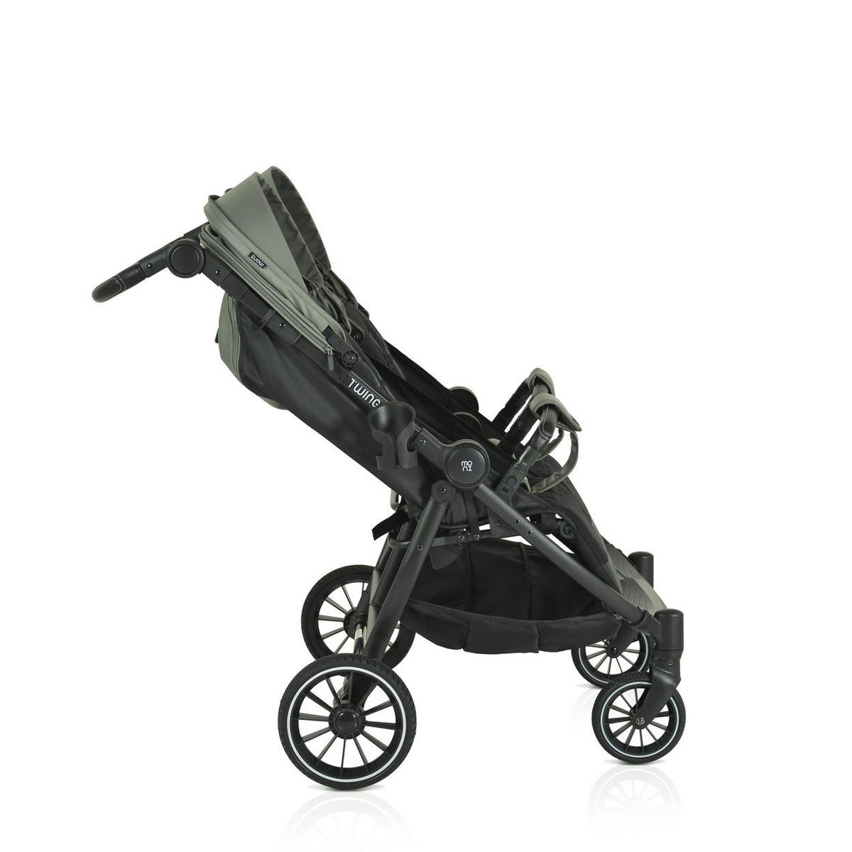 GESCHWISTERKINDERWAGEN TwinGo grün Getränkehalter, Fußabdeckung, Hinterradbremse - Grün, Textil/Metall (102/78/106cm) - Moni