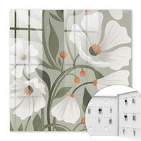SCHLÜSSELBOX Weiß 30x30 cm – Türöffnung nach rechts - Beige Blüten - Grün, Metall (30/30/5cm) - TULUP