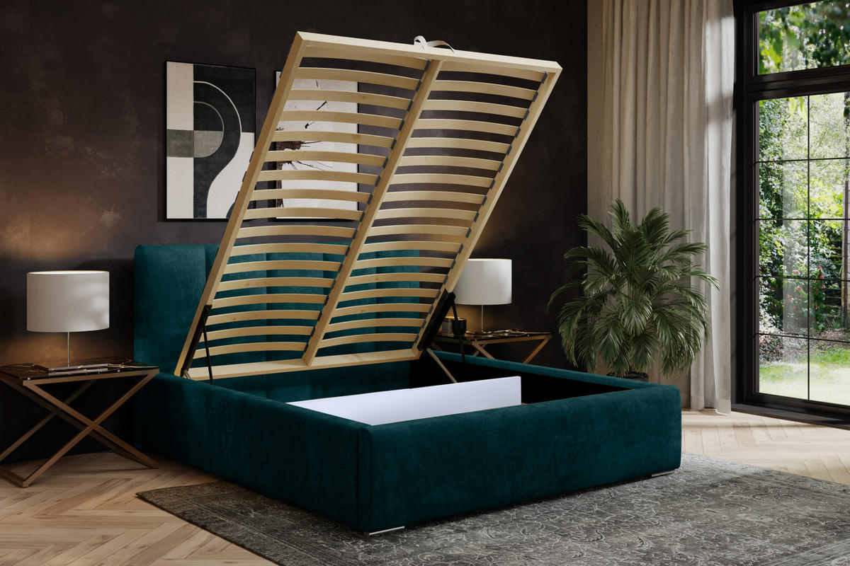 POLSTERBETT mit Bettkasten Avinion 140x200 cm, Türkis - Türkis, Textil (140/200cm) - Meblito