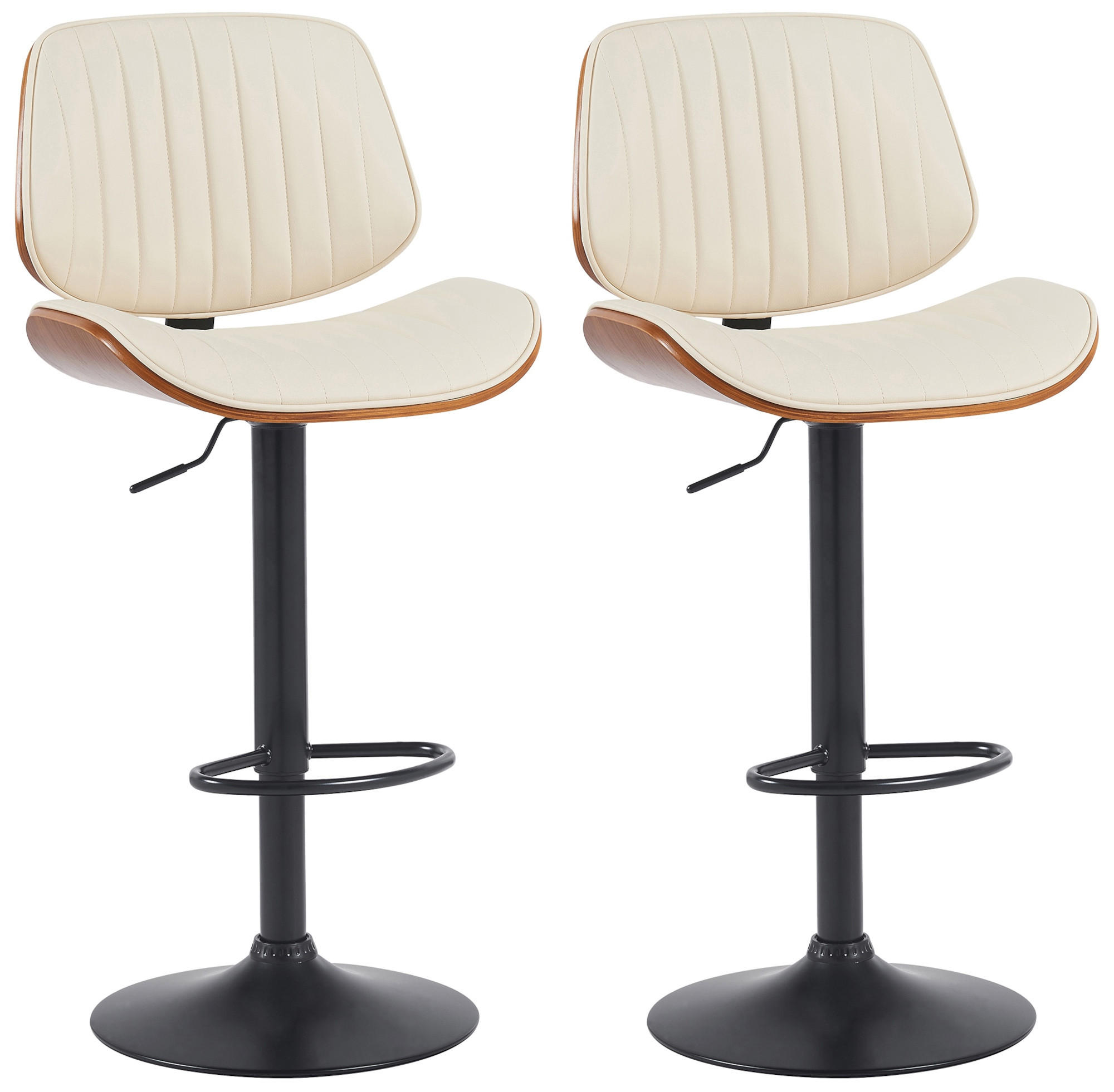 BARHOCKER 2er Set Lederlook Walnuss/Creme - Walnussfarben/Creme, Textil/Metall (50/94/50cm) - CLP