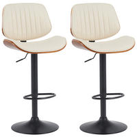 BARHOCKER 2er Set Lederlook Walnuss/Creme - Walnussfarben/Creme, Textil/Metall (50/94/50cm) - CLP