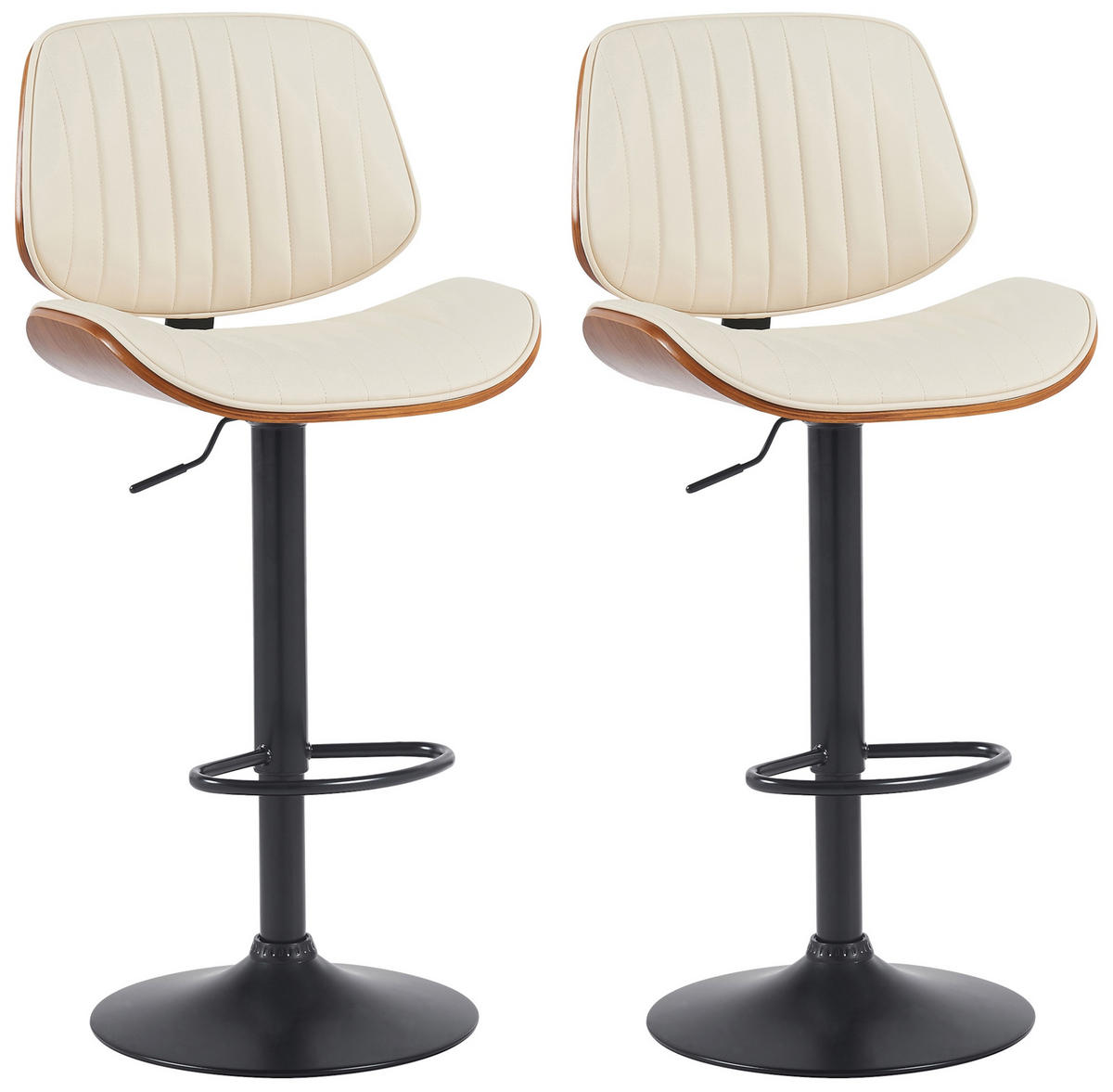 BARHOCKER 2er Set Lederlook Walnuss/Creme - Walnussfarben/Creme, Textil/Metall (50/94/50cm) - CLP