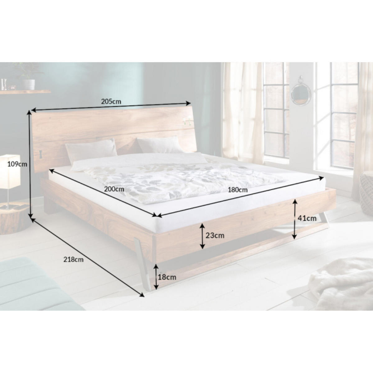 BETT AMAZONAS Akazie Natur 180x200cm - Braun, Holz/Metall - riess-ambiente