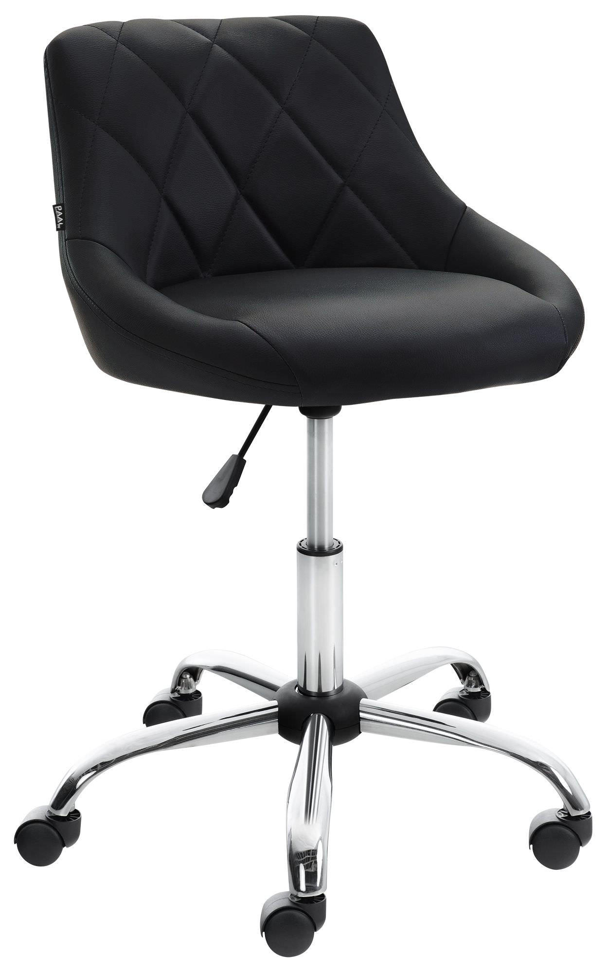 HOCKER Lederlook schwarz - Chromfarben/Schwarz, Textil/Metall (47/71/49cm) - CLP