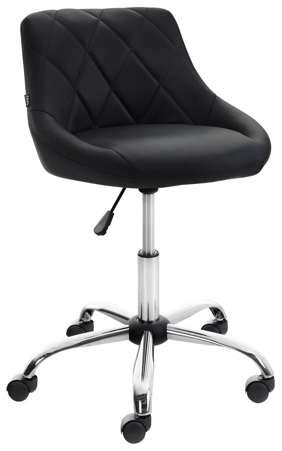HOCKER Lederlook schwarz - Chromfarben/Schwarz, Textil/Metall (47/71/49cm) - CLP