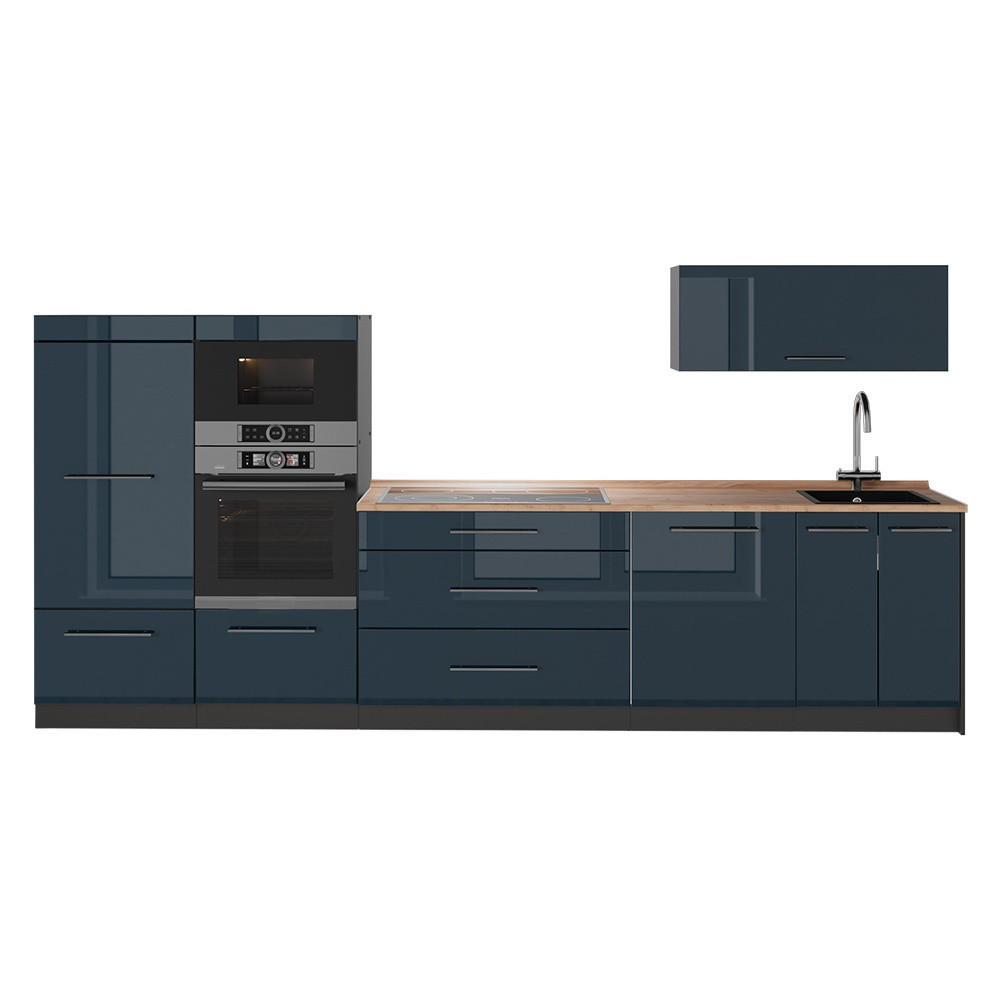 KÖK Fame-Line, Mörkblå högblank/antracit, 340 cm, AP Oak - Antracit/Mörkblå, Träbaserade material (340/153.6/60cm) - Vicco