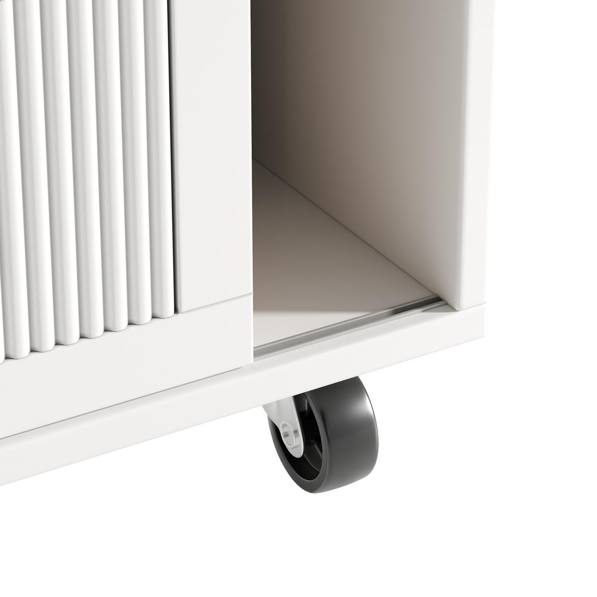 KÜCHENINSEL 146.85x70x90cm Weiß mit Schubladen, Schiebetüren & 6 Rollen - Weiß, Holzwerkstoff (146.85/90/70cm) - Modfu