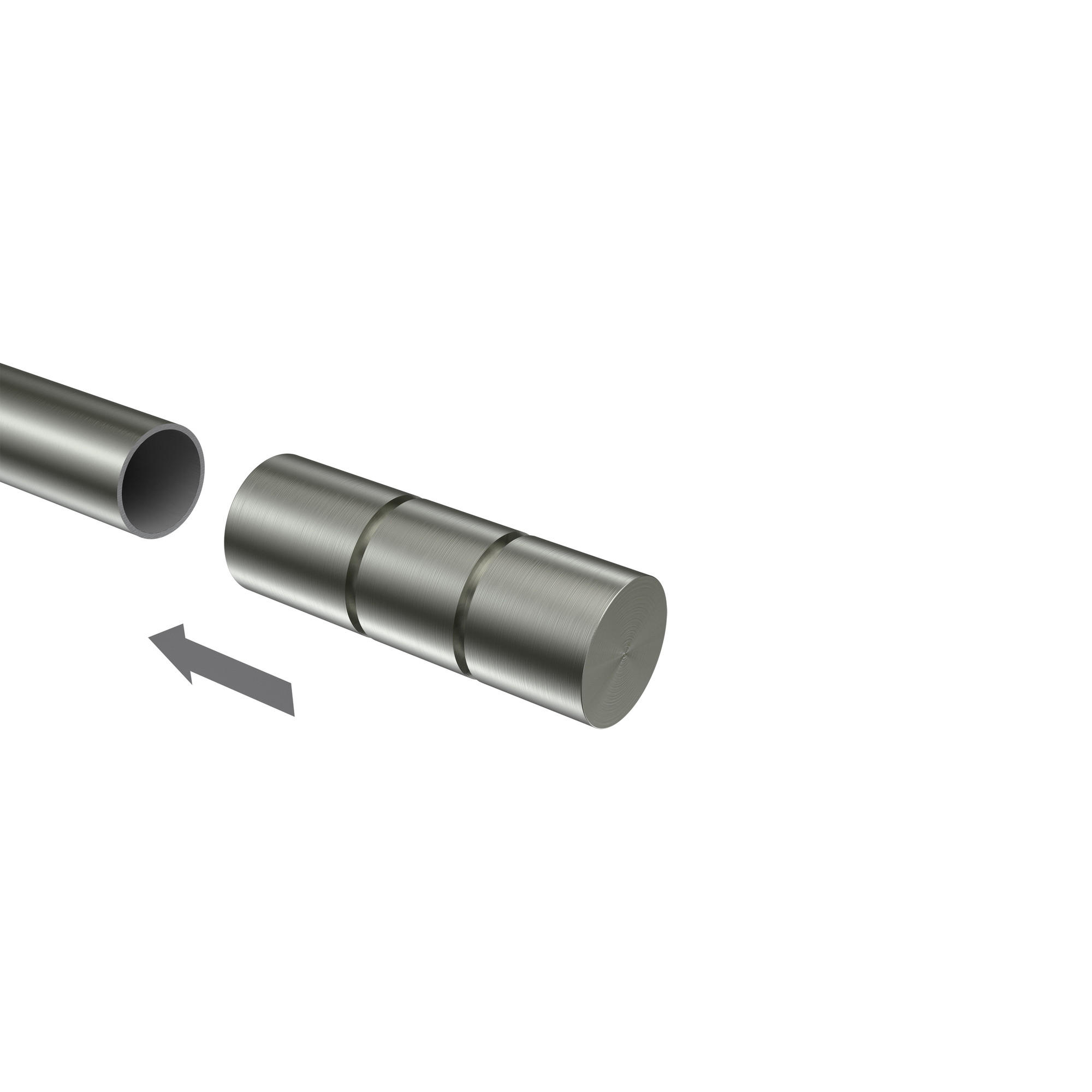 ENDSTÜCKE FÜR GARDINENSTANGEN 20 mm Ø, Elanto Edelstahl-Optik, Packung 2 Stück - Edelstahlfarben, Metall (6.4/2.4/2.4cm) - INTERDECO