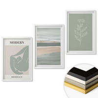 WANDBILDER 3er-Set - 40x60 cm Weißer Rahmen - Abstrakte pastellfarbene Pflanzenformen - Weiß, Kunststoff (40/60cm) - ArtPrintCave