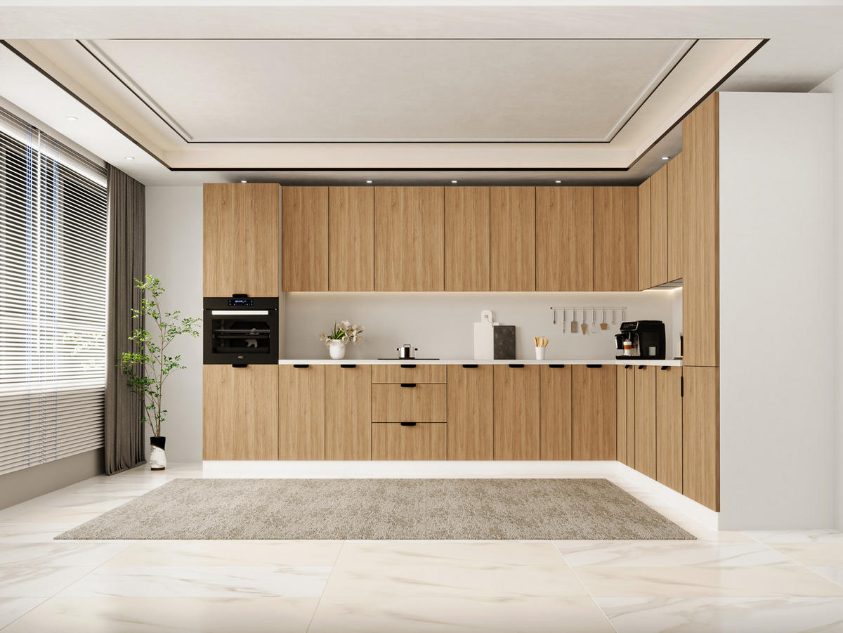WINKELKÜCHE 385 x 285 cm - Sorento KS11-M385 - in Sonoma Eiche / Weiß - Schwarz/Weiß, Holz/Metall (670/247/58cm)
