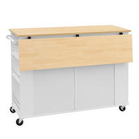 KÜCHENINSEL 120/92/40-70 cm Weiß/Natur aus MDF und Holzwerkstoff mit Rollen - Weiß, Holzwerkstoff (70/92/120cm) - OKMYHOME
