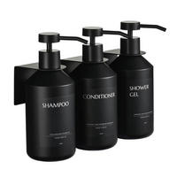 SEIFENSPENDER Set Schwarz 3-teilig 500ml Wandmontage Ohne Bohren - Schwarz, Kunststoff (8/23/20cm)