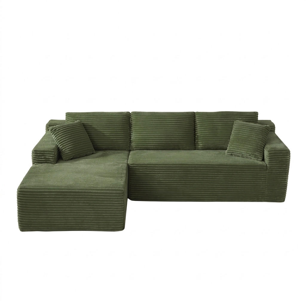 ECKSOFA 252.5/163/65 cm Grün mit Chaiselongue, Rechte Seite - Grün, Textil (252.5/163cm) - Oxeza