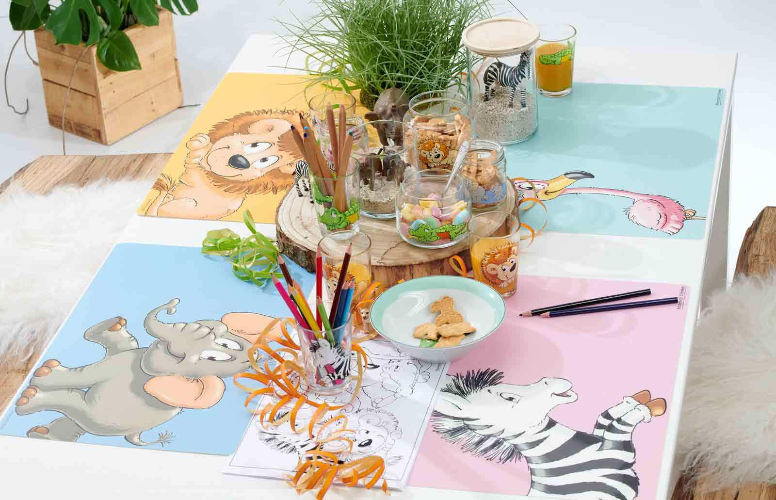 PLATZSET Happy Zoo Elefant 45 x 30 cm - Blau, Kunststoff (45/30/1cm) - Ritzenhoff Breker