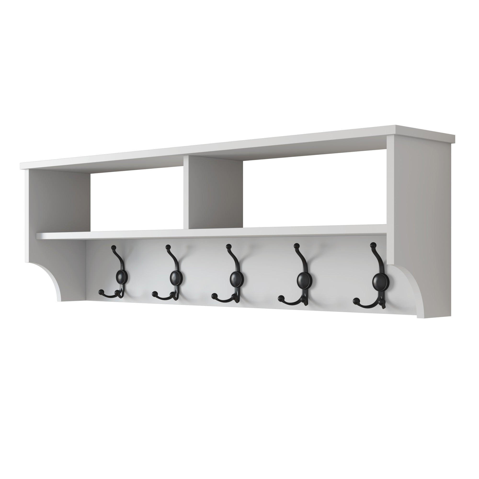 GARDEROBE mit 2 fächern und 5 haken 22,2/120/37,2 cm - Weiß, Holzwerkstoff (22.2/37.2/27cm) - Calicosy