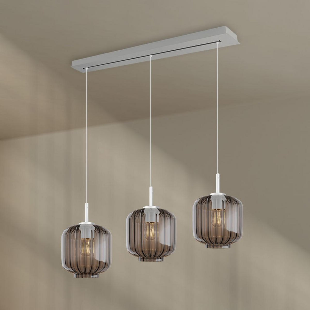 HÄNGELEUCHTE Velo 3-flammig Rauch Ø 20cm - Anthrazit/Weiß, Glas (20/20/20cm) - s.luce