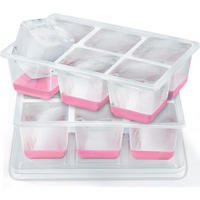 EISWÜRFELFORM Groß mit Deckel Rosa - Transparent, Kunststoff (15/7/21cm)