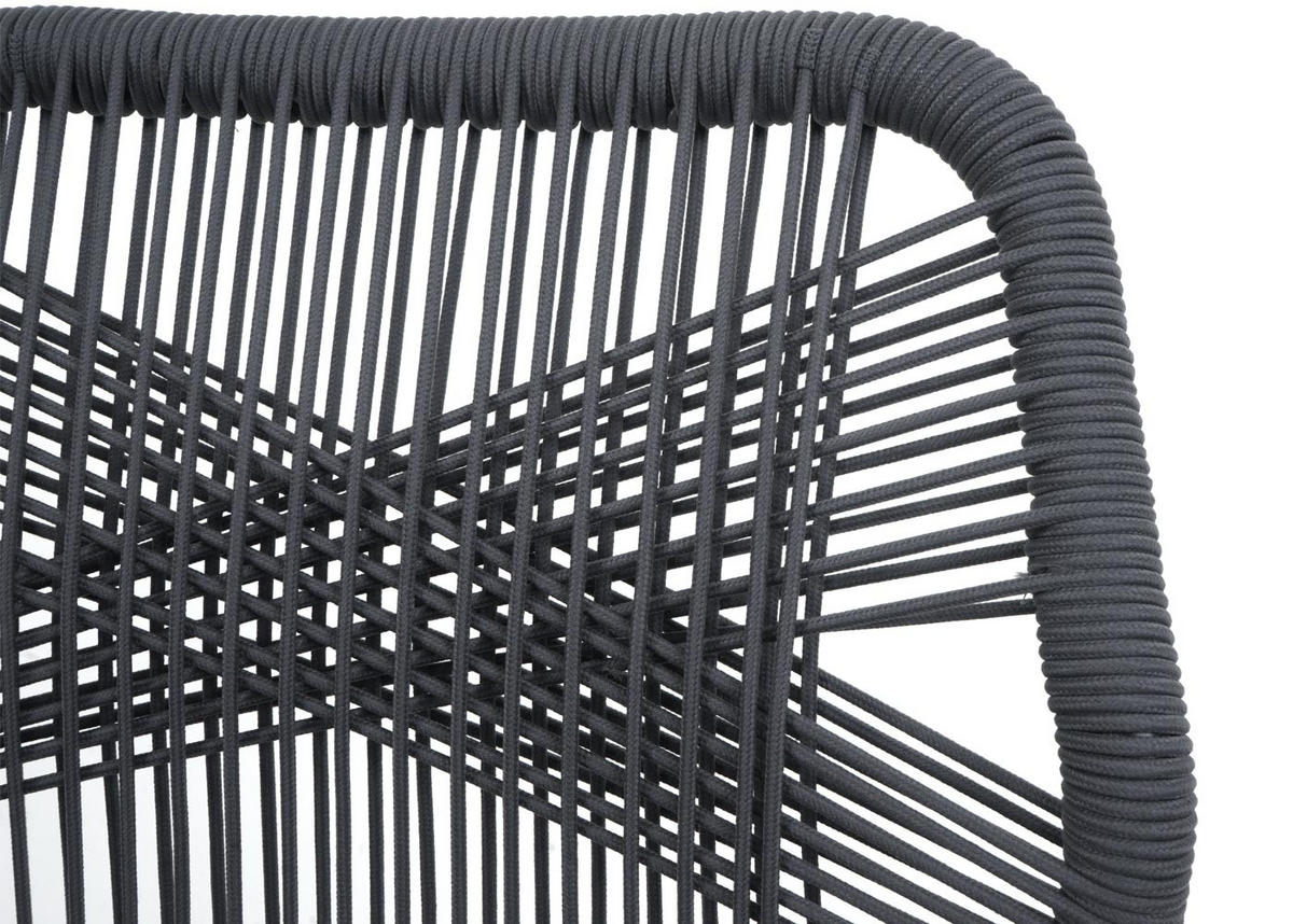 GARTENSTUHL 2er-Set HxBxT 101x45x52cm Sitzhöhe 76cm Anthrazit Kissen Taupe Seilgeflecht Metall - Anthrazit, Metall (45/101/52cm) - PROREGAL