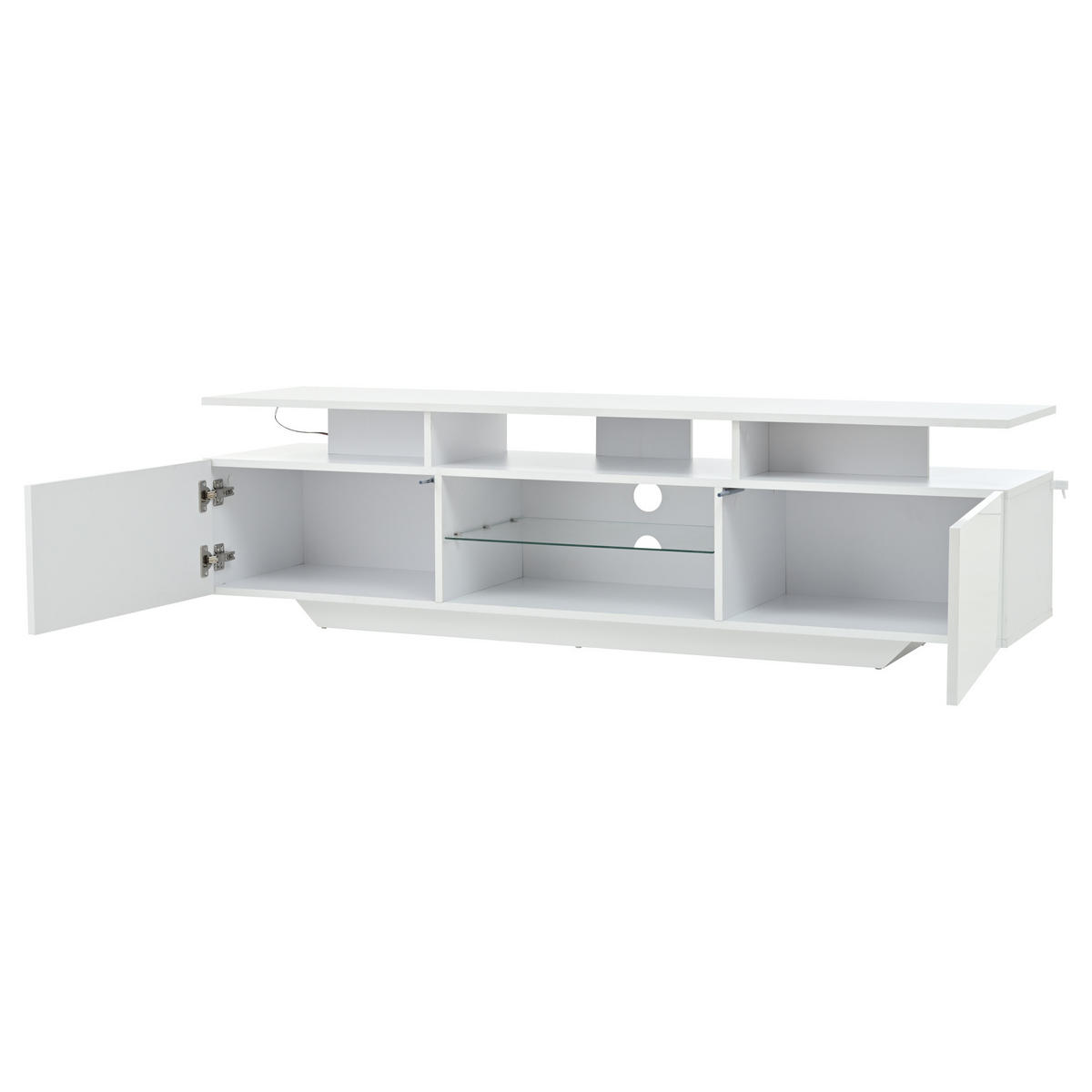LOWBOARD DE-40372 2 Schränke mit LED und Glas-Regalen Weiß - Weiß, Holzwerkstoff (160/45/40cm) - ComfortXL