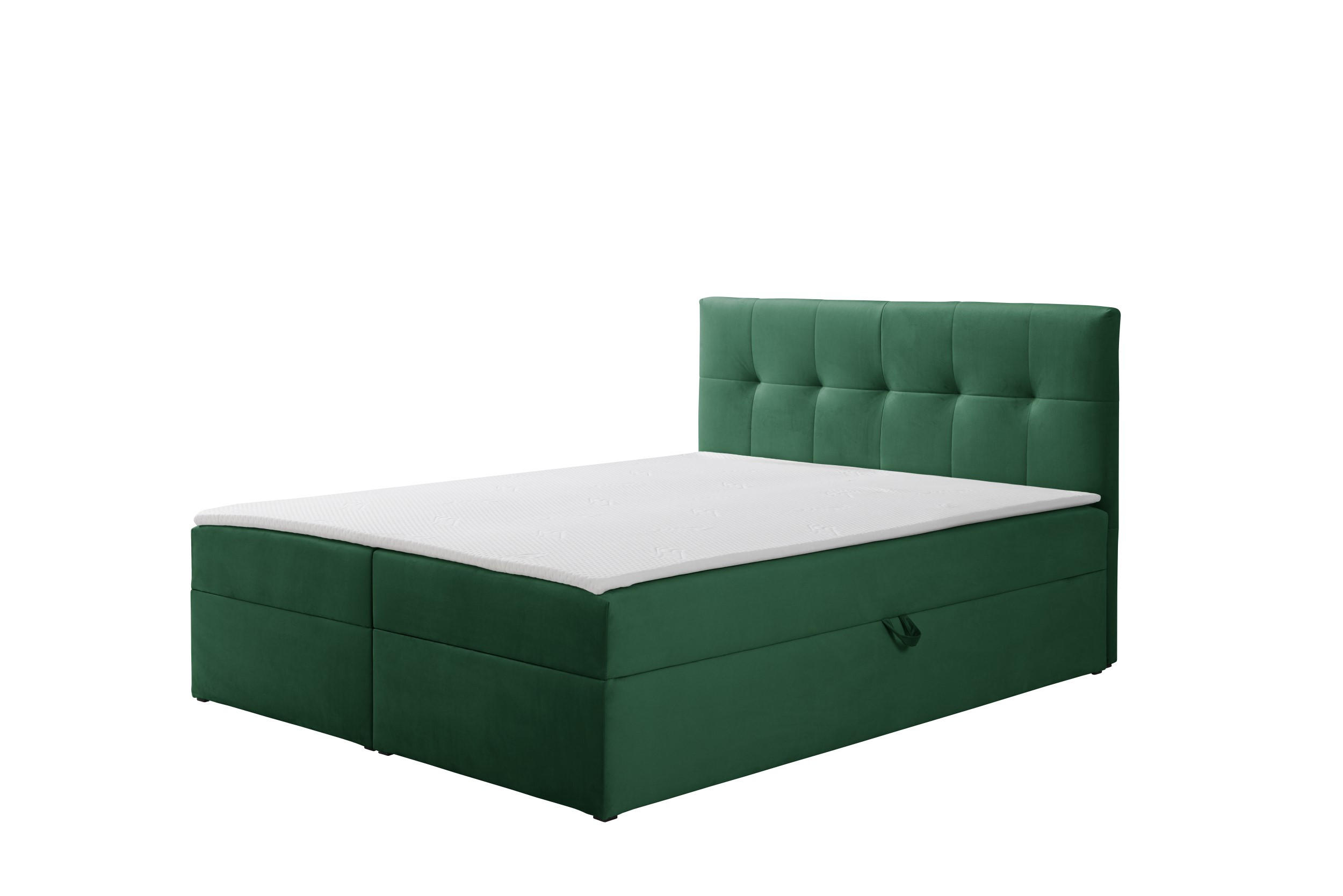 BOXBETT Toronto 140x200 Bonell-Matratze H3 und Topper - Silberfarben/Grün, Holz/Holzwerkstoff (140/200cm) - Ravio