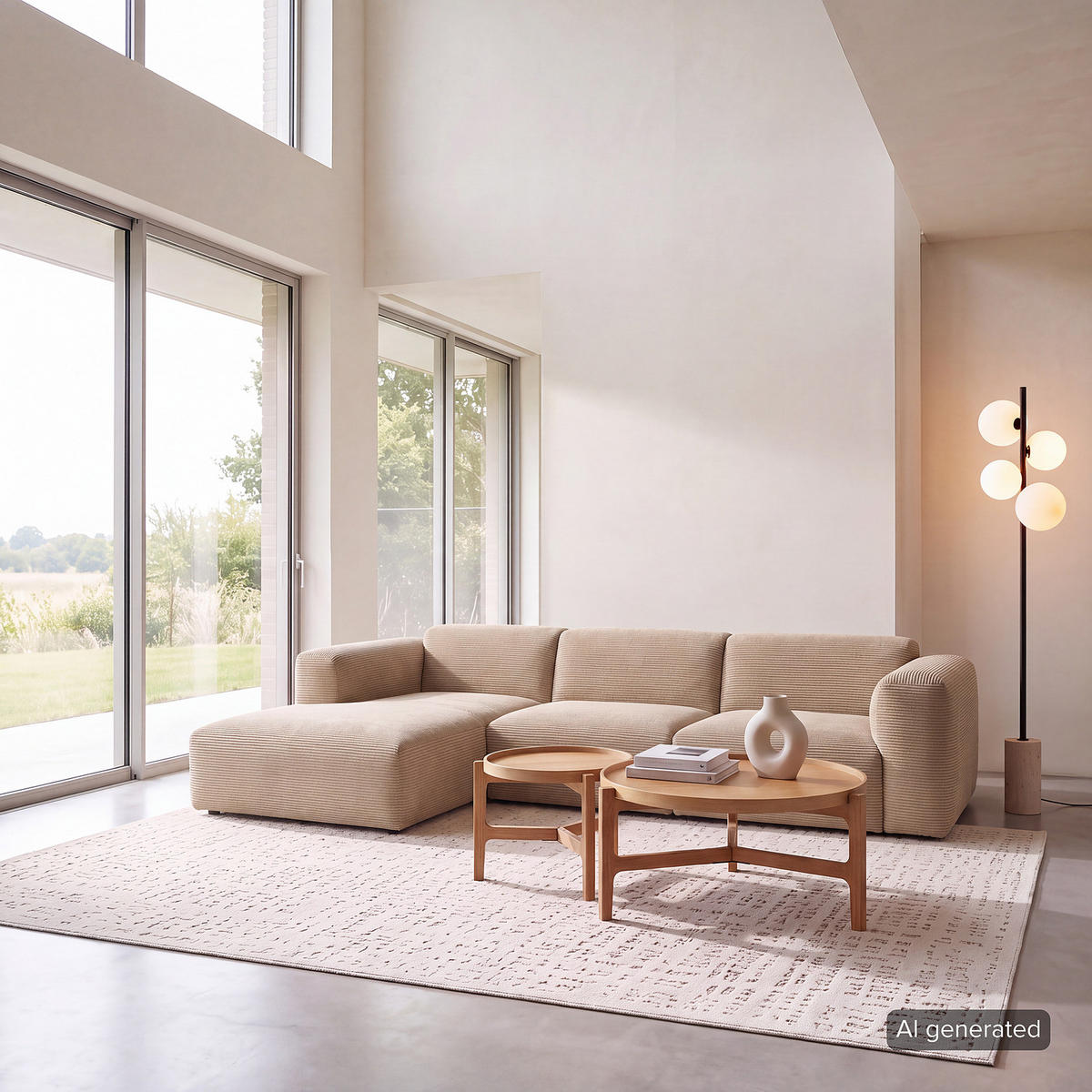 3-SITZER ECKSOFA mit Longchair - Taupe/Schwarz, Kunststoff/Textil (284/173cm) - home24