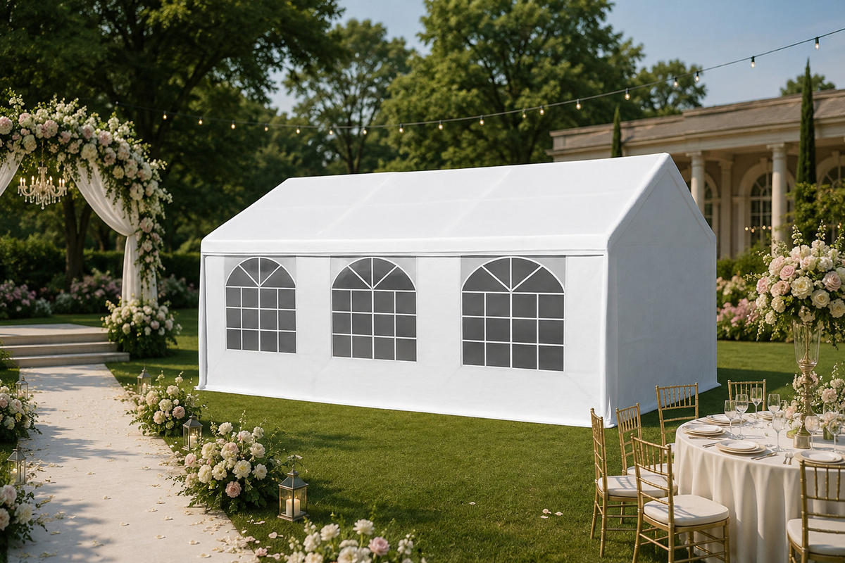 DACHPLANE Livingston - Zeltabdeckung für 4x10 Meter, PVC weiss 480g/m². BxTxH: 100x400x310 cm - Weiß, Kunststoff (100/0.3/400cm) - TPFGarden
