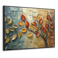 LEINWAND Bilder mit Rahmen - Baum - Abstrakt - Natur - Kunst - 70x50 - Goldfarben, Textil (70/50cm) - MuchoWow