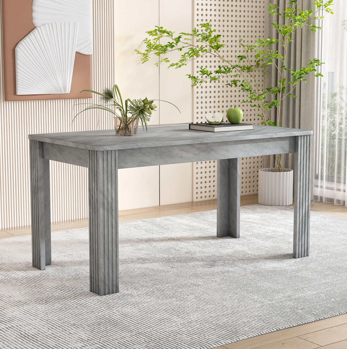 ESSTISCH 65x116x75 cm in Grau aus Spanplatte mit Holzmaserung, modern und stabil - Grau, Holzwerkstoff (65/116/75cm) - Modfu