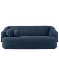 EINZELSOFA VIRA, Marineblau, Bouclé - Schwarz/Dunkelblau, Holz/Holzwerkstoff (210/84/100cm) - KONSIMO®