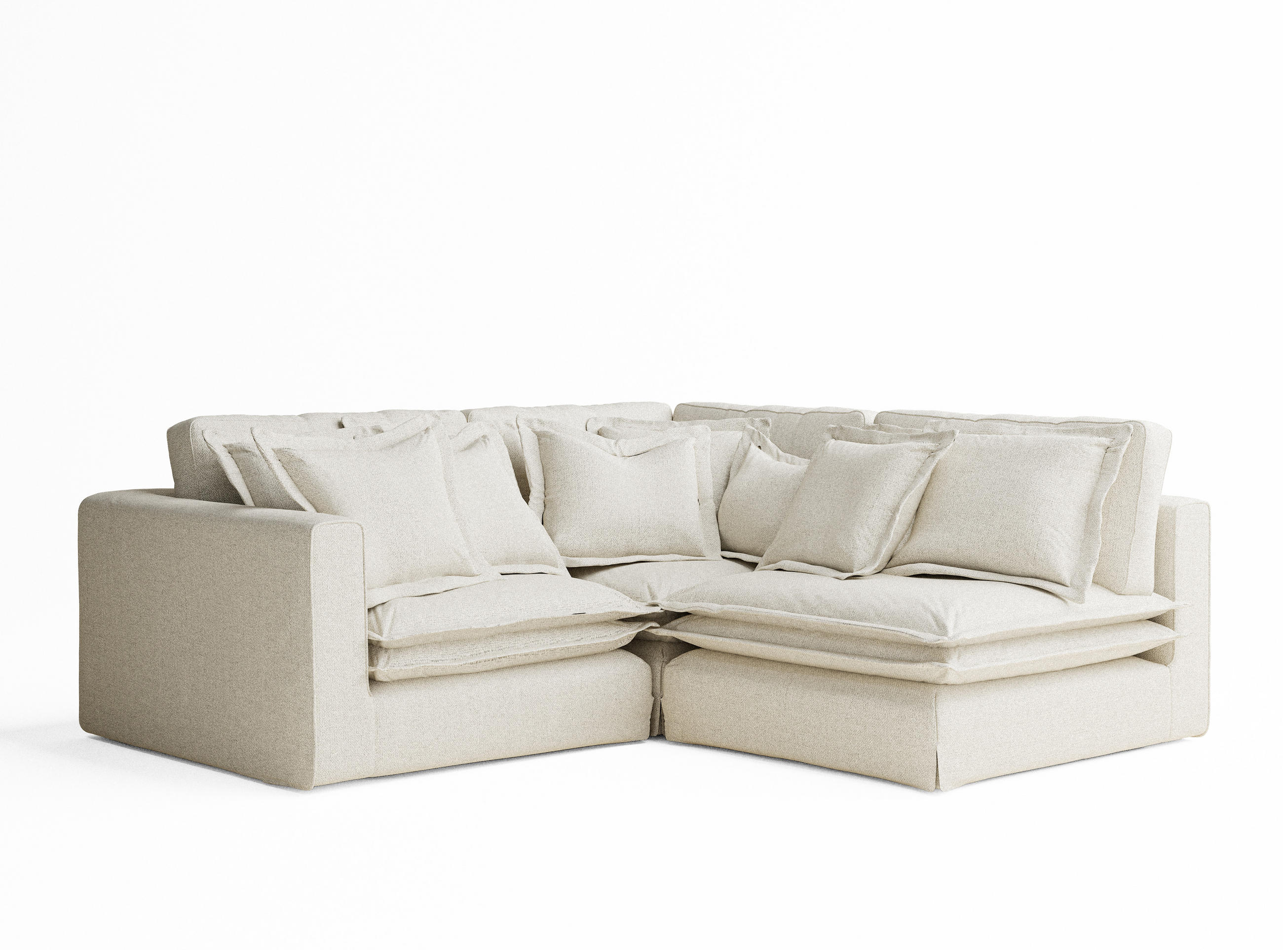 ECKSOFA Amalfi Creme Webstoff - Creme/Schwarz, Holz/Holzwerkstoff (238/222cm) - Maison de Reve