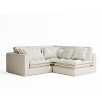 ECKSOFA Amalfi Creme Webstoff - Creme/Schwarz, Holz/Holzwerkstoff (238/222cm) - Maison de Reve