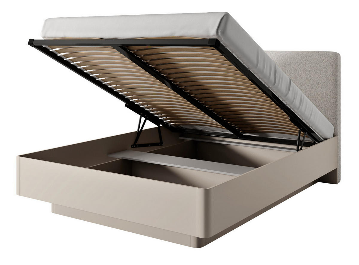 DOPPELBETT 160x200 Brando, Bettkasten, Metallrahmen, Beige - Beige, Holz/Metall (160/200cm) - Emporius